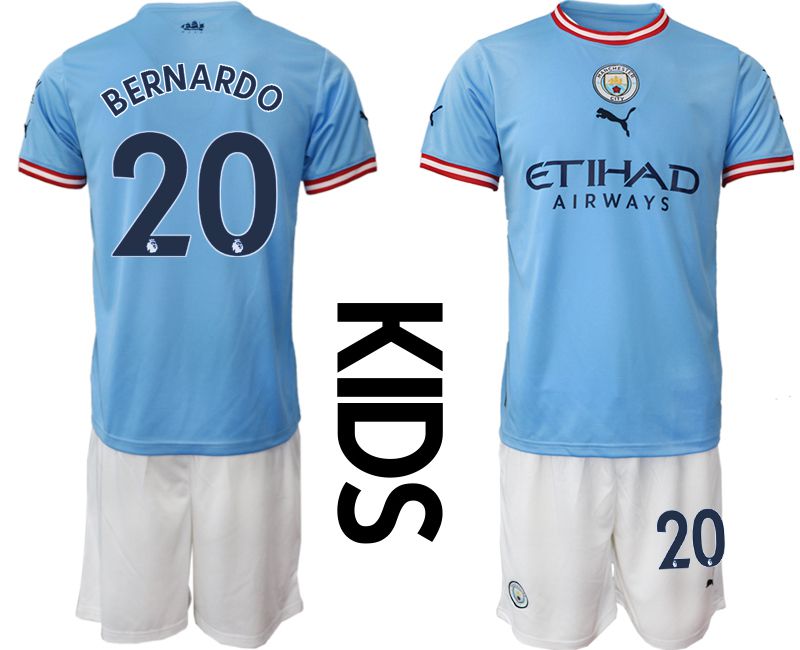 Youth 2022-2023 Club Manchester City home blue #20 Soccer Jersey->youth soccer jersey->Youth Jersey